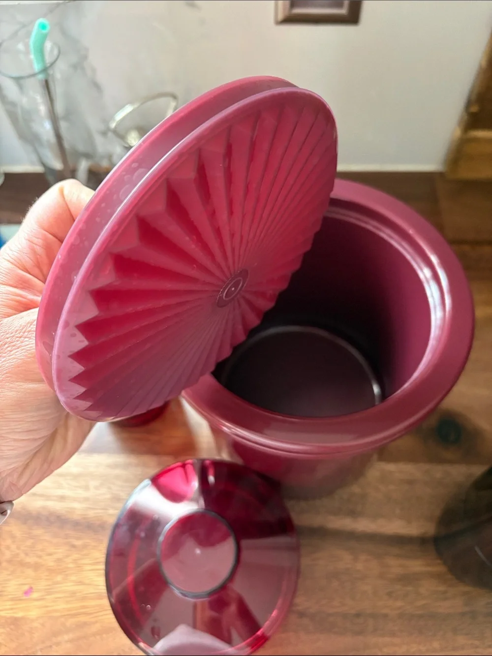 Vintage Tupperware Preludio plastic ice bucket and tumbler set